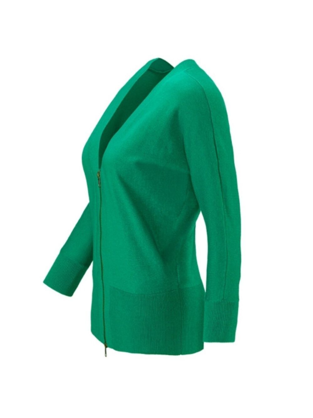 Cabi 5142 Womens Emerald Green Zip Front Banner Sweater Cardigan Size Medium M - Picture 2 of 4